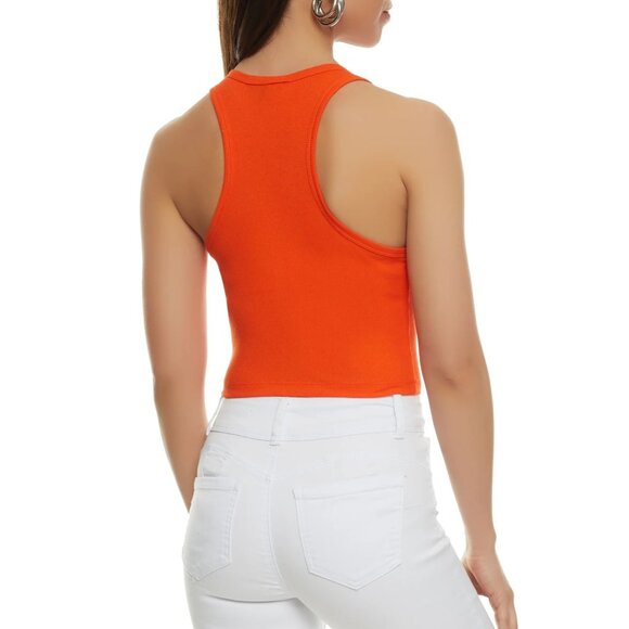 Ambiance Basic‎ Cropped Racerback Tank Top - orange Size Small - Picture 2 of 5